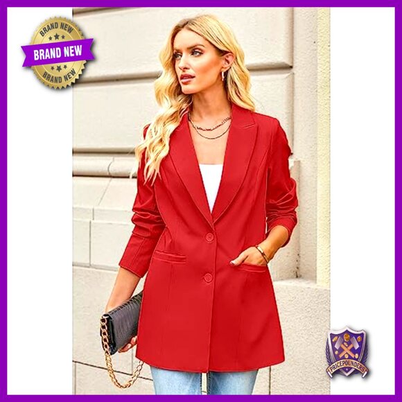 Long Blazer Jacket Business Casual Professional Office Work Wear Lapel Pockets - Picture 3 of 7